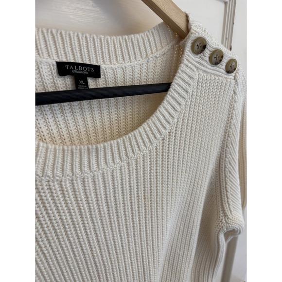 Talbots Women's Ivory Shaker Knit Short Sleeves Pullover Sweater Size‎ XL - Picture 1 of 5